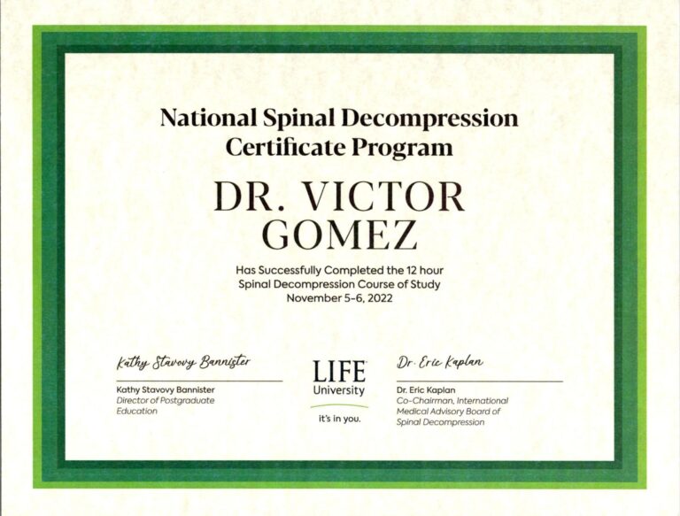 Dr Victor Gomez certification