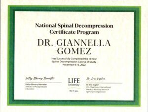 Dr Giannella Gomez certification